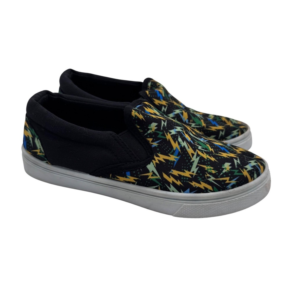 Blue 3‎ Multicolor Slip On Shoes Kids Lightning Bolt Print Sneakers
